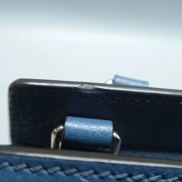 100% Authentic GUCCI Soho Top Handle Blue Leather Satchel 882-112024 - Picture 9 of 12